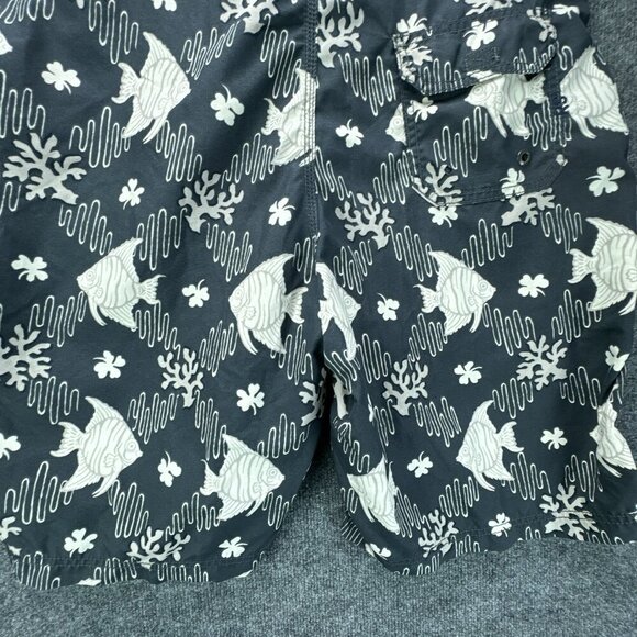 Reyn Spooner Board Shorts Mens 36 Gray 10" Inseam Fish All Over Print Pockets - Picture 5 of 13